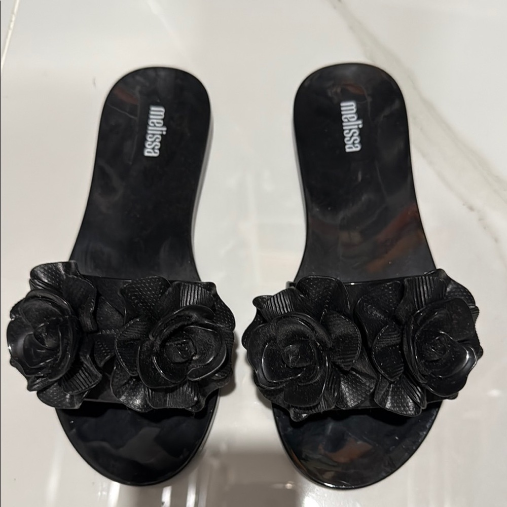 Melissa Black Floral Sandals